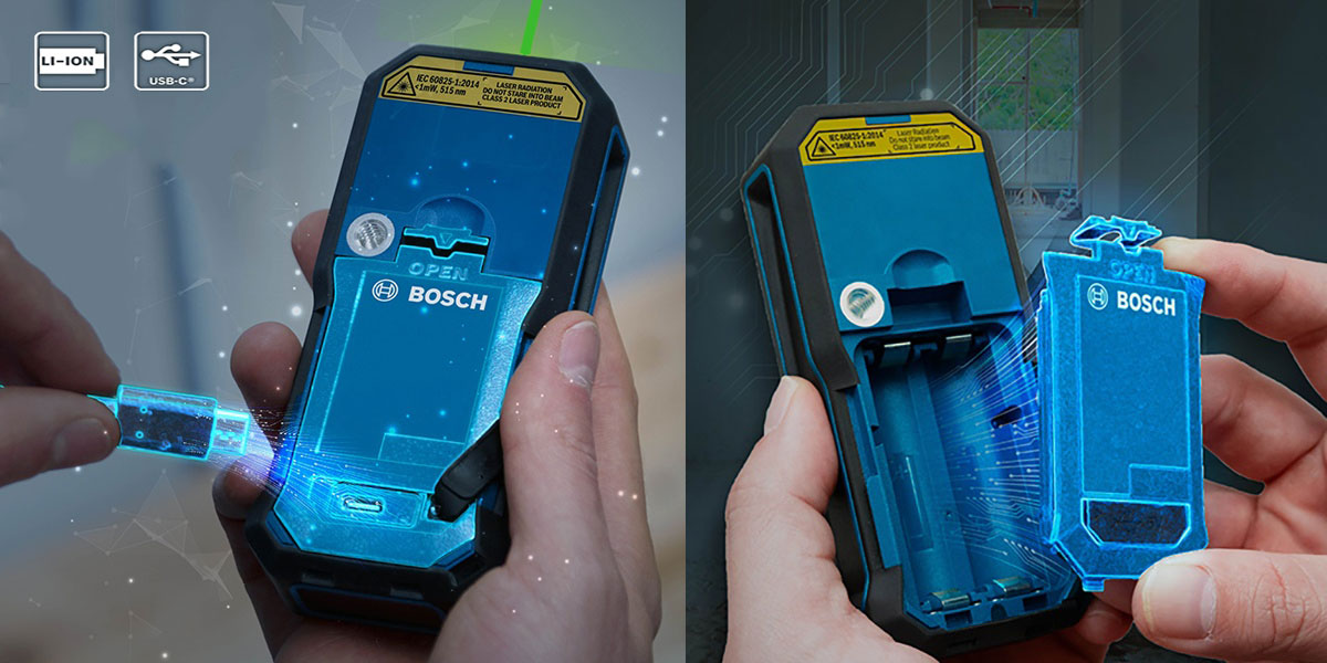 Pin Bosch BA 3.7V cung cấp năng lượng đầy đủ, hỗ trợ tạo ra các phép đo chính xác